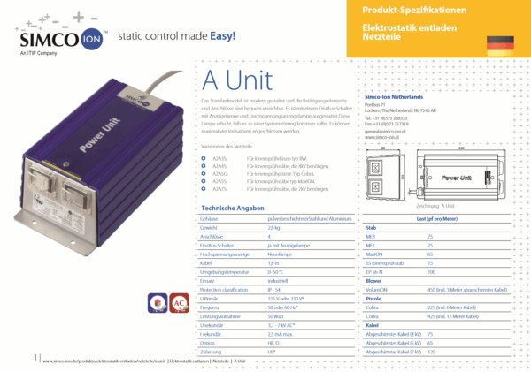 A2A7S Elektrostatik Netzteil Antistatikgerät