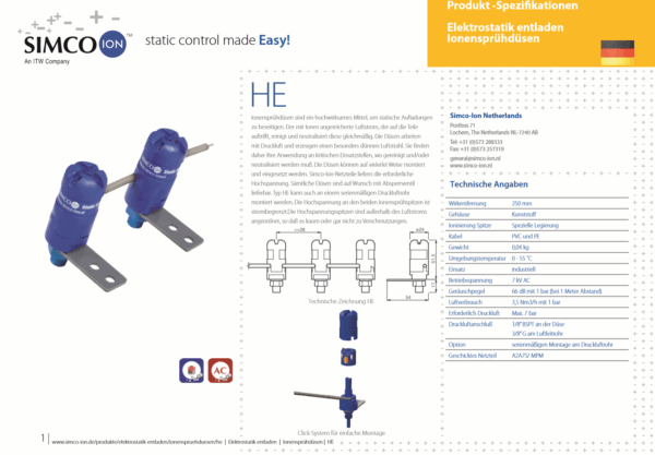 HE Düsen Elektrostatik Entladen Produktion