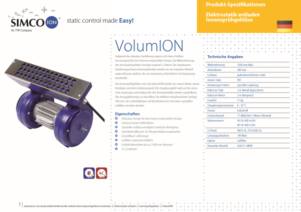 VOLUMION Ionengebläse SIMCO Ion Online bestellen