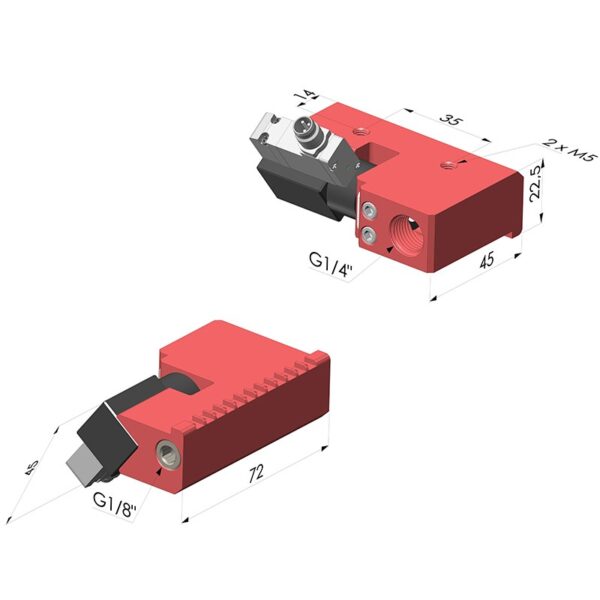 Flachstrahldüse BJP90 1472 EV mit integriertem Magnetventil (24V DC) Druckluft Novacom – Bild 2